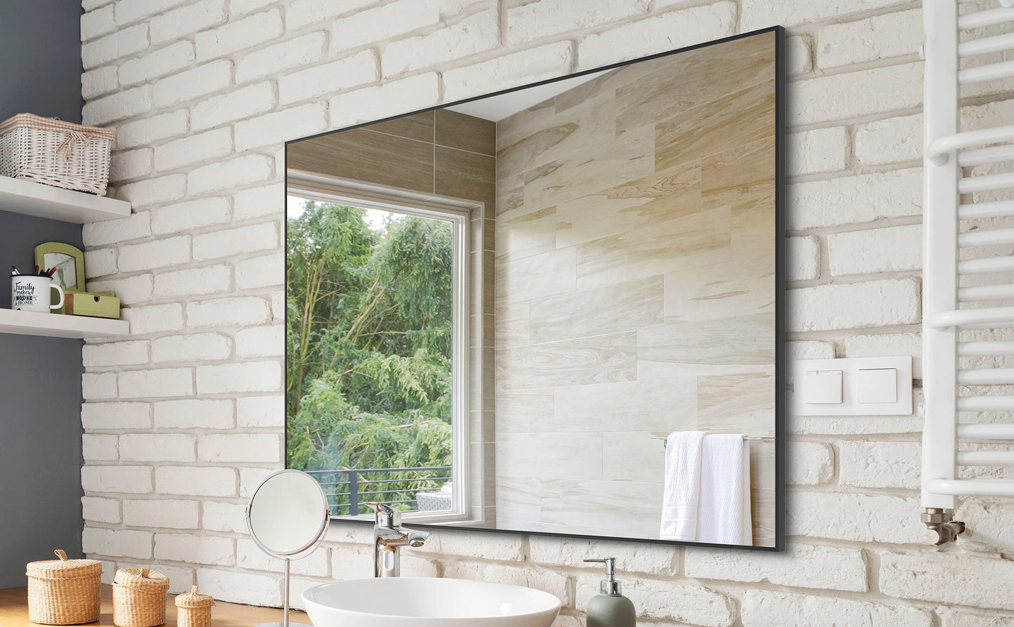 Large wall mirror 36x24 inches Modern Black Bathroom Mirror with Aluminum Frame