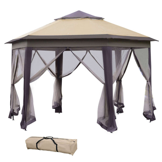 13' X 13' Patio Pop Up Gazebo, Hexagonal Canopy Shelter (Ships from USA)