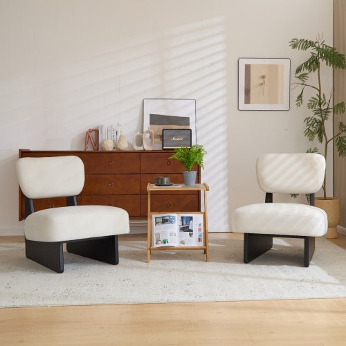 2 Accent Chair Mid-Century Modern Chair with Pillow Upholstered Lounge Arm Chair with Solid Wood Frame & Soft Cushion for Living Room, Bedroom, Balcony,