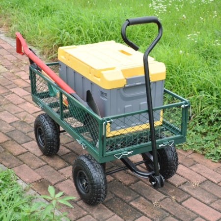 Wagon Garden Cart 660 Lbs  Air Tires Steel Garden Cart With Rotating Handle And Removable Sides, Capacity Utility Heavy Duty Garden Cart And Wagon