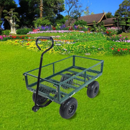 Wagon Garden Cart 660 Lbs  Air Tires Steel Garden Cart With Rotating Handle And Removable Sides, Capacity Utility Heavy Duty Garden Cart And Wagon
