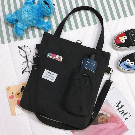 Women  Tote Canvas Bags Handbag With Pockets Shoulder Bag For laptop