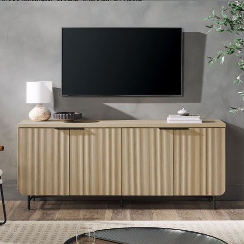 Modern Scandinavian Fluted Door Kitchen Storage Sideboard Buffet Cabinet Console