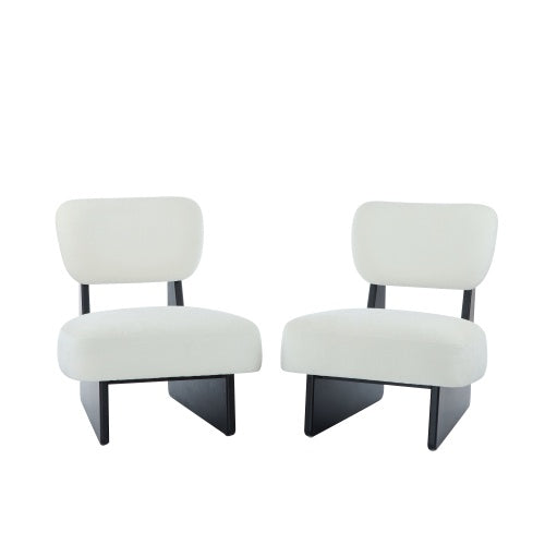2 Accent Chair Mid-Century Modern Chair with Pillow Upholstered Lounge Arm Chair with Solid Wood Frame & Soft Cushion for Living Room, Bedroom, Balcony,
