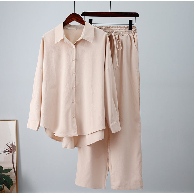 Women's 2 Piece Outfits 2025 Spring Casual Long Sleeve Strappy Crop Top Wide Leg Palazzo Pant Sets