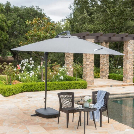 Patio Umbrellas with Base Included, Outdoor Double-Sided Rectangle Market Umbrella with Stand, Outside Umbrellas for Poolside Lawn Backyard,
