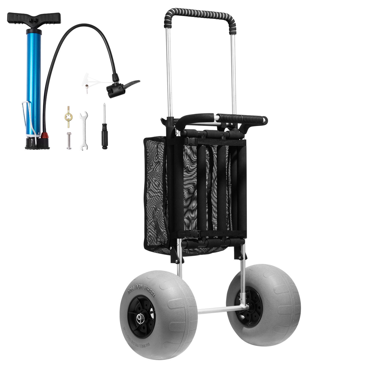 Beach Dolly With Big Wheels For Sand, 165LBS Load Capacity Folding Sand Cart  Adjustable Height, Heavy Duty Cart For Beach