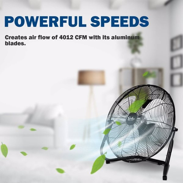 3 Speed High Velocity Heavy Duty Metal Industrial Floor Fan,Black