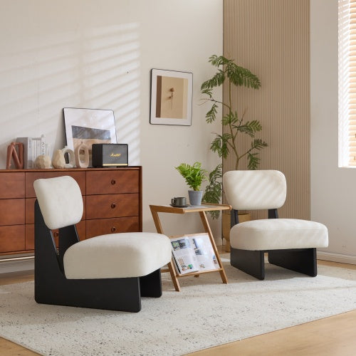 2 Accent Chair Mid-Century Modern Chair with Pillow Upholstered Lounge Arm Chair with Solid Wood Frame & Soft Cushion for Living Room, Bedroom, Balcony,