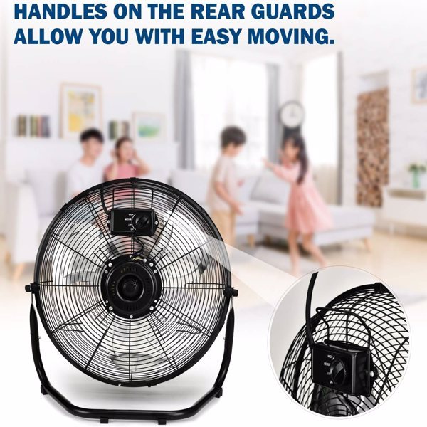 3 Speed High Velocity Heavy Duty Metal Industrial Floor Fan,Black