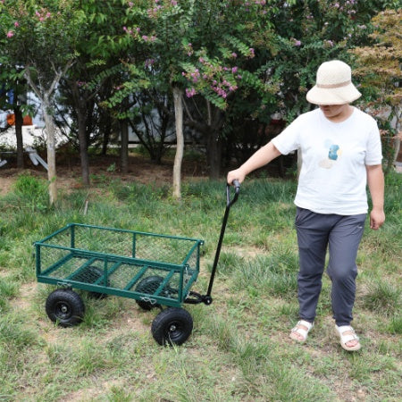 Wagon Garden Cart 660 Lbs  Air Tires Steel Garden Cart With Rotating Handle And Removable Sides, Capacity Utility Heavy Duty Garden Cart And Wagon