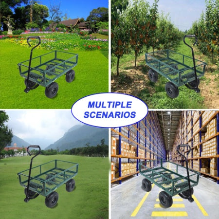 Wagon Garden Cart 660 Lbs  Air Tires Steel Garden Cart With Rotating Handle And Removable Sides, Capacity Utility Heavy Duty Garden Cart And Wagon