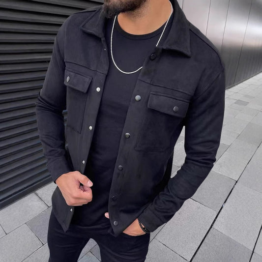 Men's Casual Varsity Jacket Vintage Lightweight Suede Bomber Jackets