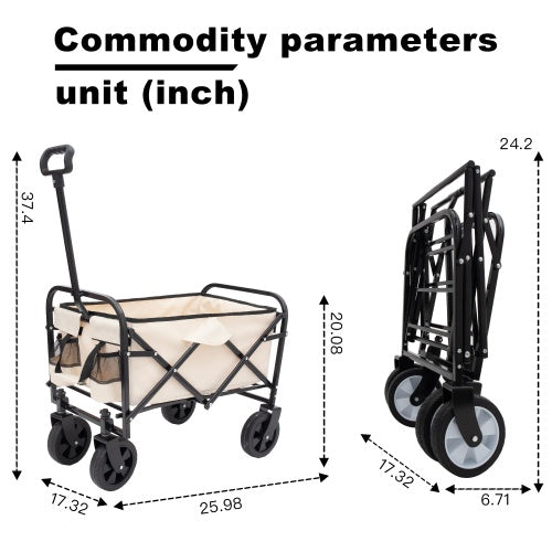 Minimeetall Extention ExCollapsible Foldable Wagon Cart Beach Wagon Heavy Duty Utility Cart Utility Wagon Grocery Cart For For Camping Shopping Sports Gardeing Fishing Supports 225lbs