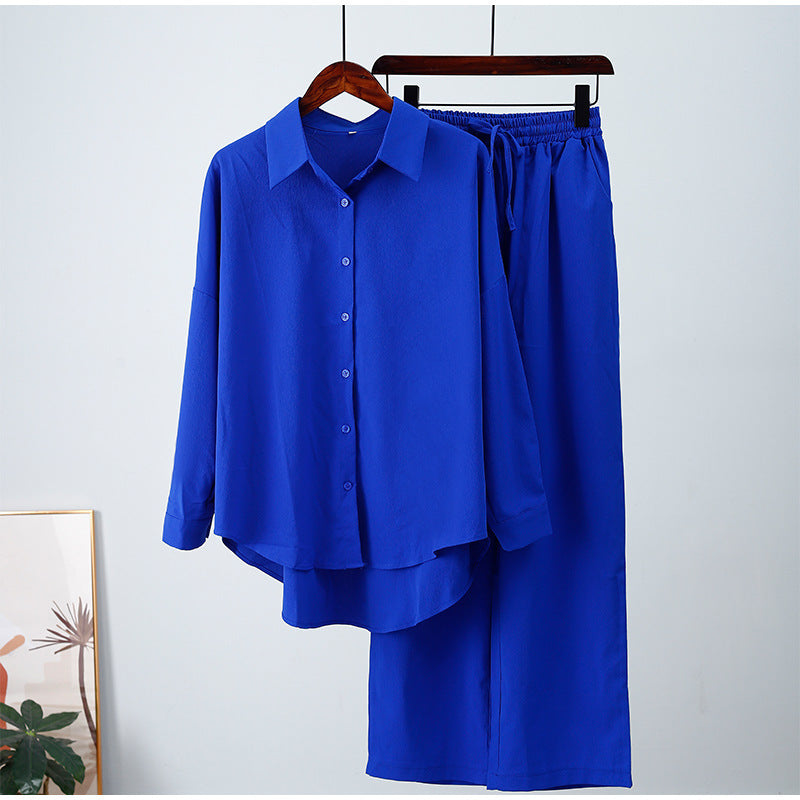 Women's 2 Piece Outfits 2025 Spring Casual Long Sleeve Strappy Crop Top Wide Leg Palazzo Pant Sets