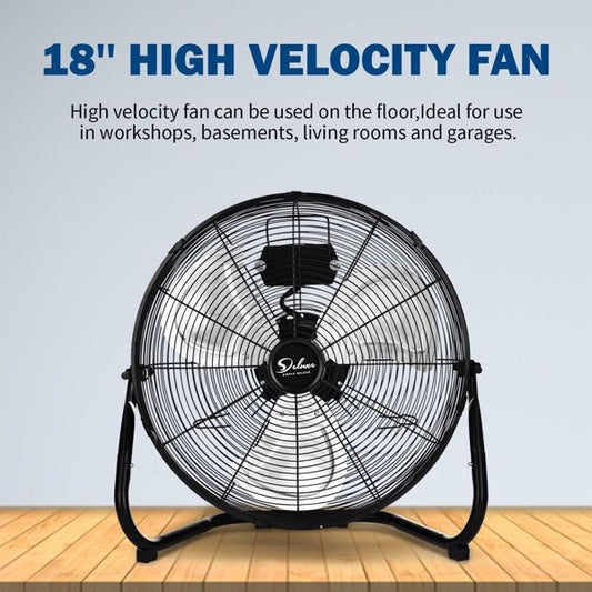 3 Speed High Velocity Heavy Duty Metal Industrial Floor Fan,Black