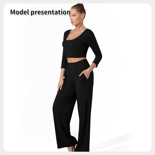 Women's Summer 2 Piece Loungewear Set Cropped Tank Top Wide Leg Sweatpants Tracksuit Casual Outfits