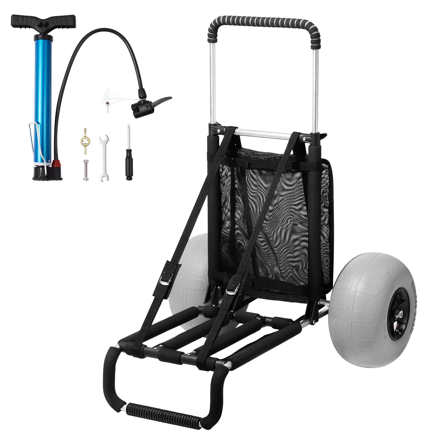 Beach Dolly With Big Wheels For Sand, 165LBS Load Capacity Folding Sand Cart  Adjustable Height, Heavy Duty Cart For Beach