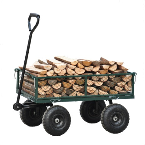 Wagon Garden Cart 660 Lbs  Air Tires Steel Garden Cart With Rotating Handle And Removable Sides, Capacity Utility Heavy Duty Garden Cart And Wagon